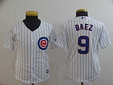 Youth Cubs 9 Javier Baez White Cool Base Jersey,baseball caps,new era cap wholesale,wholesale hats
